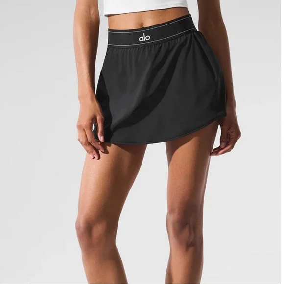 ALO Yoga Match Point Black Tennis Skirt - Picture 8 of 12